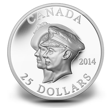 2014 $25 Canadian 75th Anniversary of the First Royal Visit High Relief Silver Coin