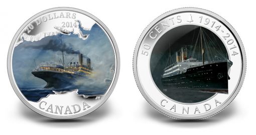 2014 RMS Empress of Ireland $20 Silver and 50c Silver Plated Coins
