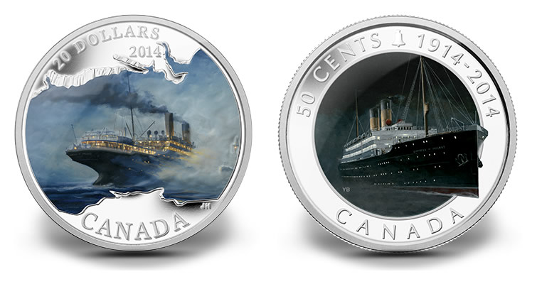 2014 Proof 50 cents Lost Ships #1-RMS Empress Ireland Canada fifty silver-plated 
