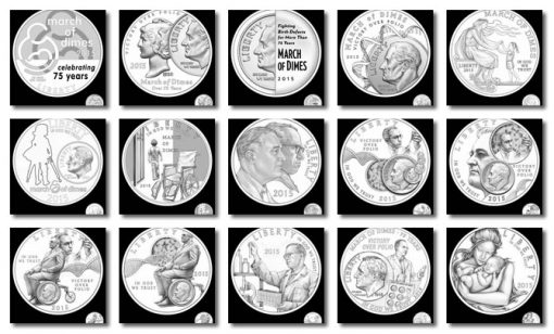 2015 March of Dimes Silver Dollar Designs
