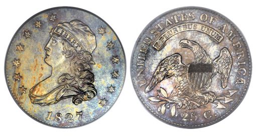 1827/3/2 Capped Bust quarter