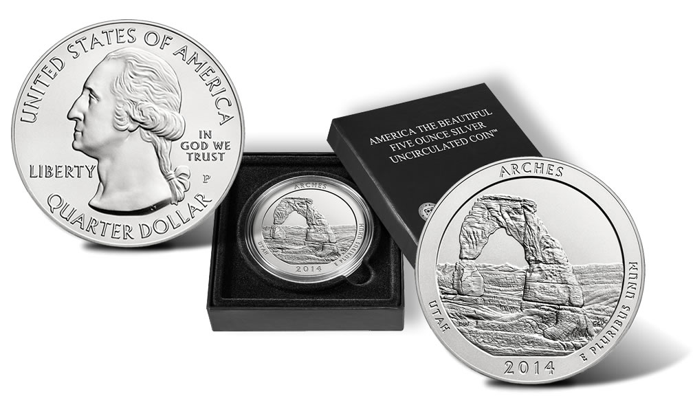 2014 P,D,S BU Arches Utah National Park NP Quarter Choice Uncirculated US Mint 3 Coin Set 