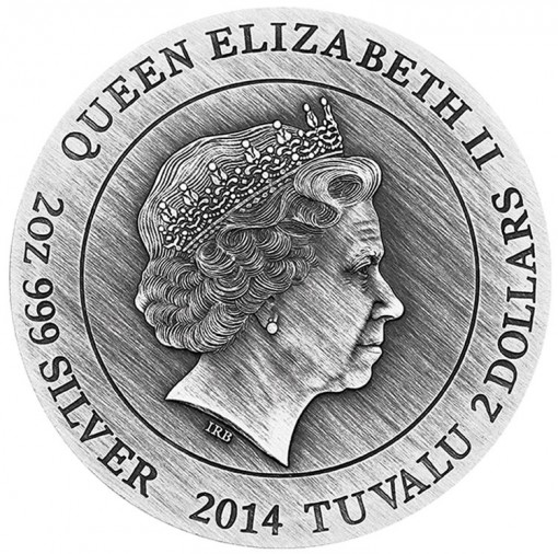 2014 Poseidon High Relief 2 Oz Silver Coin - Obverse