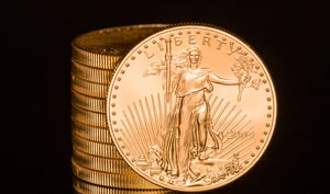 American Eagle gold bullion coins stacked
