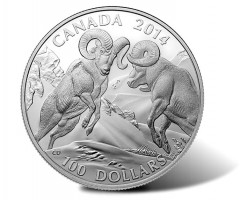Canadian 2014 $100 Bighorn Sheep Silver Coin for $100