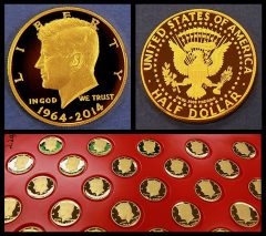 2014-W Proof 50th Anniversary Kennedy Gold Half-Dollar Photos