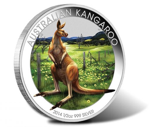 2014 Australian Outback Kangaroo One Half Ounce Silver Coloured Coin