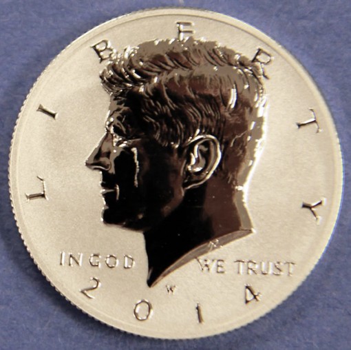 2014-W Reverse Proof 50th Anniversary Kennedy Half-Dollar Silver Coin - Obverse