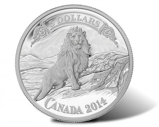 Canadian 2014 $5 Lion on the Mountain Silver Coin