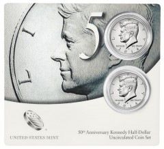 Coin Card for 50th Anniversary Kennedy Half-Dollar Uncirculated Coin Set