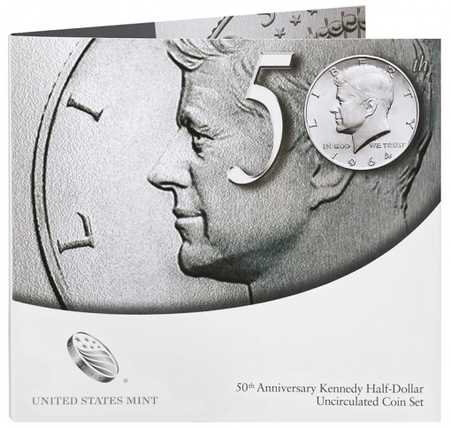 Front View of the Packaging for the 50th Anniversary Kennedy Half-Dollar Uncirculated Coin Set
