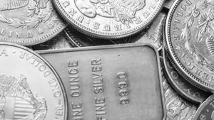 Silver coins and silver bullion bar