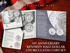 US Mint Promotion image for its 50th Anniversary Kennedy Half-Dollar Uncirculated Coin Set
