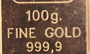 100g fine gold 999.9 bar