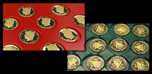 1964-2014 Proof 50th Anniversary Kennedy Half-Dollar Gold Coins - Obverse and Reverse Sides