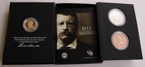 2013 Theodore Roosevelt Coin and Chronicles Set opened all the way