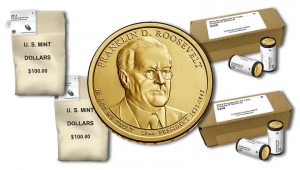 FDR Presidential $1 Coins in Rolls, Bags and Boxes