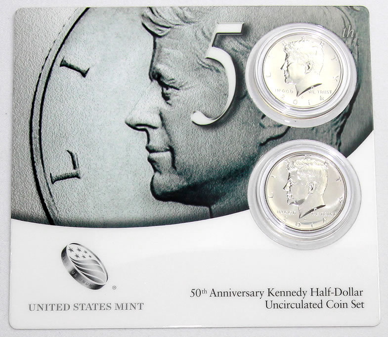 1971 P&D Kennedy Half Dollars 2-Coin Set BU PQ In Mint Cello/Plastic