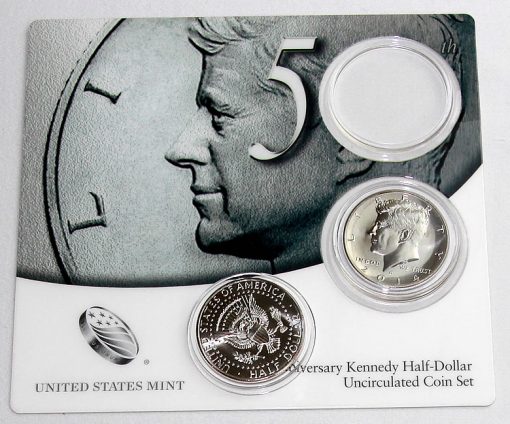 Opened Card of 2014 50th Anniversary Kennedy Half-Dollar Uncirculated Coin Set