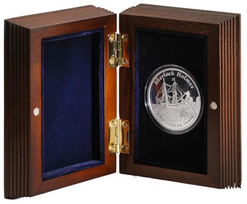 Wooden display case for coins of the Famous Ships That Never Sailed series