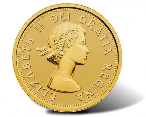 2014 Canadian $10 gold coin with Queen Elizabeth II effigy from 1953 (obverse)