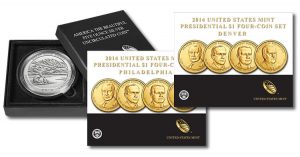 2014-P Great Sand Dunes Five Ounce Silver Coin and 2014 Presidential $1 Four-Coin Sets