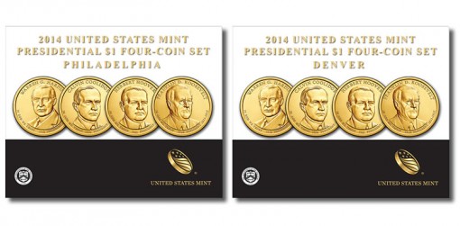 2014 P&D Presidential $1 Four-Coin Sets