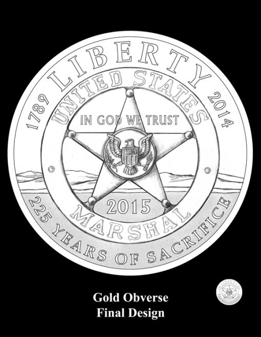 2015 $5 US Marshals Service Gold Coin Design (Obverse)