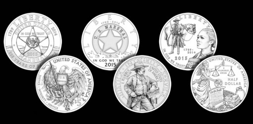 2015 US Marshals Service 225th Anniversary Commemorative Coin Designs - $5 Gold, Silver Dollar and Clad Half-Dollar