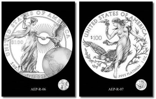 CCAC preferred designs for the 2015 and 2016 American Platinum Eagle Proof Coins