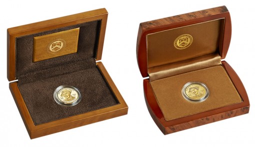 Lacquered Hardwood Presentation Cases for Proof and Uncirculated Eleanor Roosevelt Gold Coins