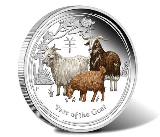 2015 $1 Year of the Goat Silver Proof Colored Coin