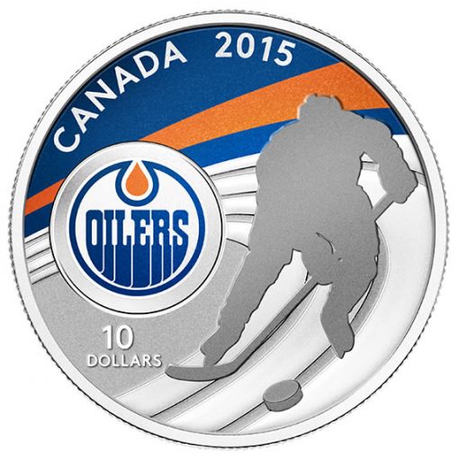 2015 $10 Edmonton Oilers Hockey Silver Coin