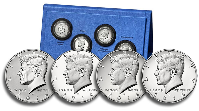 US Mint 50th Anniversary Kennedy Half-Dollar Silver Coin Collection 2014 