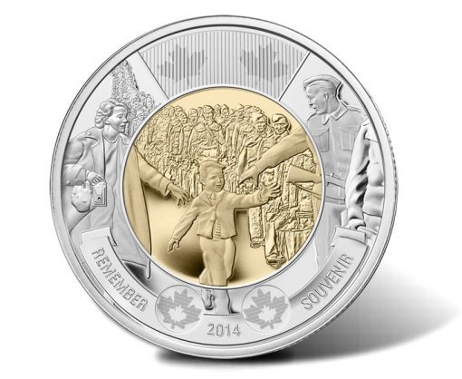 Canadian 2014 $2 Wait For Me, Daddy Circulation Coin - Reverse