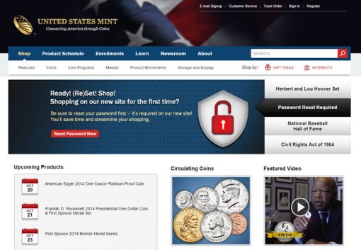 Password Reset Required - US Mint Website
