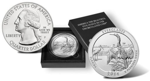 2014-P Everglades National Park Five Ounce Silver Uncirculated Coin and Presentation Case
