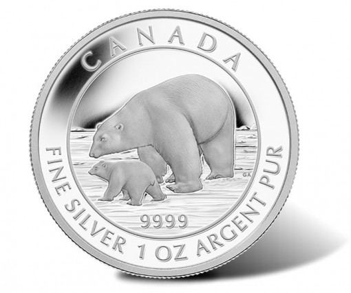 2015 $5 Polar Bear and Cub Silver Coin