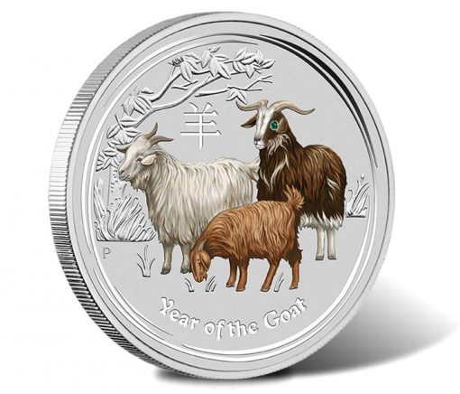 2015 Year of the Goat 1 Kilo Silver Gemstone Coin