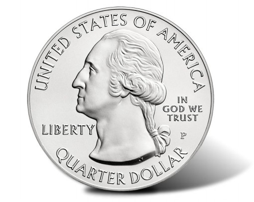 America the Beautiful Five Ounce Silver Uncirculated Coin - Obverse