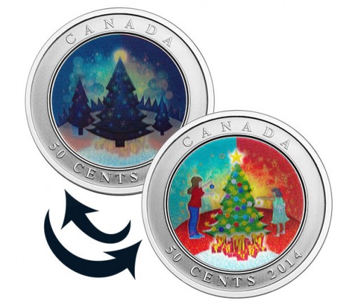 Canada 2014 50c Lenticular Christmas Tree Coin