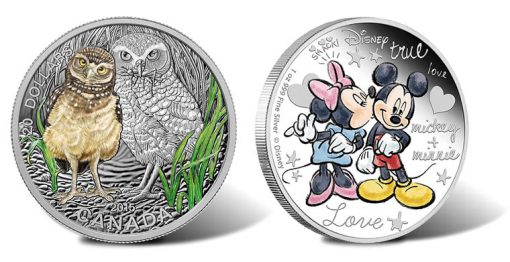 Canadian Baby Burrowing Owl Coin and Mickey and Minnie Mouse Coin