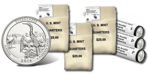 Everglades National Park Quarters in US Mint bag and roll products