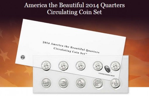 US Mint promotion image of its 2014 America the Beautiful Quarters Circulating Coin Set