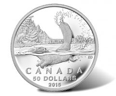 Canadian 2015 $50 Beaver Silver Coin for $50
