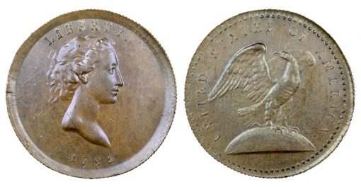 1792 Eagle-on-Globe Copper Quarter Dollar
