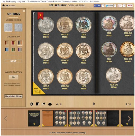 Control Panel of PCGS Digital Coin Album