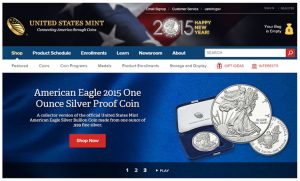 Screenshot of US Mint homepage