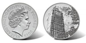 UK 2015 £100 Big Ben Silver Coin for £100