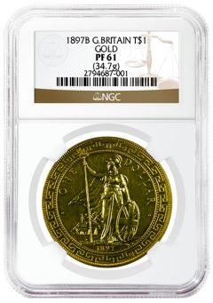 Rare 1897 British Trade Dollar in Gold Grades NGC PF61